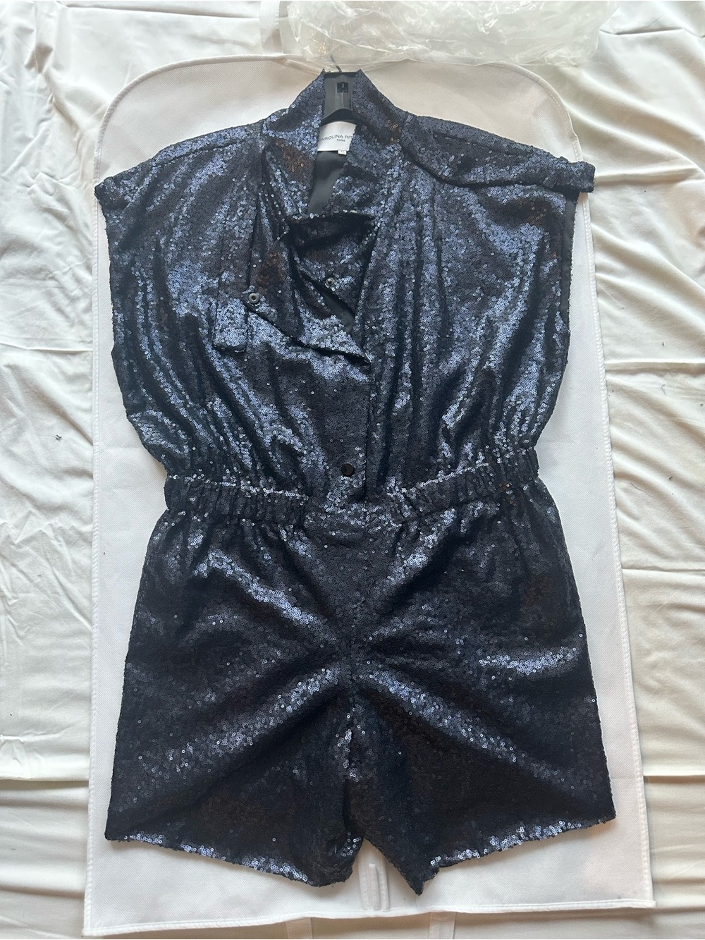 Black Sequin Short Romper - Stylish Party One-Piece